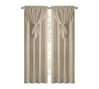 ACHIM Allegra Rideau de fenêtre avec cantonnière attachée en forme de goutte - 106,7 cm de large, 213,4 cm de long, passe-tringle de 5,1 cm - Taupe - Tissu filtrant la lumière ultra doux et lavable en