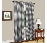 Achim Home Decor Rideau de fenêtre à carreaux - 106,7 cm de large, 160 cm de long - Motif écossais noir et blanc - Filtrage de la lumière - Draperies de campagne pour chambre à coucher, salon et salle à manger