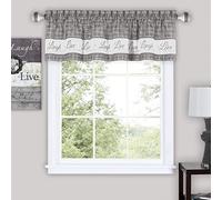 Achim Home Decor Rideaux de fenêtre Doux - 147,3 cm de Large, 35,6 cm de Long - Live, Love Laugh (Gris) - Rideaux en Polyester infroissables filtrant la lumière pour Chambre à Coucher, Salon et Salle