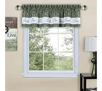 Achim Home Decor Rideaux de fenêtre Doux - 147,3 cm de Large, 35,6 cm de Long - Live, Love Laugh (Vert) - Rideaux en Polyester infroissables filtrant la lumière pour Chambre à Coucher, Salon et Salle