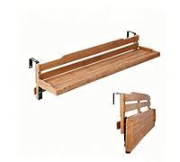 ACHZYFT Étagère Suspendue Réglable pour Plantes De Balcon, Support De Plantes Pliable en Bois avec Support Métallique, Étagère Flottante pour Garde-Corps De 3 À 11cm De Large(Wood,150cm)