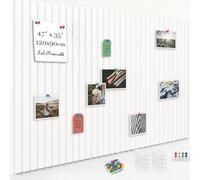 Acidea Grand Tableau en Liège Mural, 120 x90cm, 12pcs Blanc Haute Densité tableau d'affichage décoratif en feutre avec ruban adhésif, 50 Punaises, Panneau Liege Mural Affichage Photo Vision Board