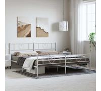 Acier enduit de poudre robuste Classique élégant 193x203 cm Blanc | Cadre de lit métal robuste sans matelas avec pied de lit blanc 193x203 cm literie chambre moderne