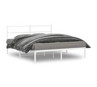 Acier enduit de poudre robuste Classique élégant intemporel Blanc 150 x 200 | Cadre de lit métal robuste 150x200 cm sans matelas avec tête de blanche, sommier à lattes inclus, structure de moderne pour