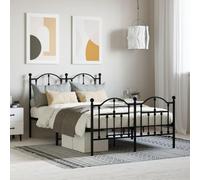 Acier enduit de poudre robuste design classique élégant 120x190cm Noir | Cadre de lit métal 120x190cm sans matelas avec pied de lit noir renforcé structure stable pour chambre adulte sommier moderne