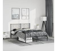 Acier enduit de poudre robuste design classique intemporel 193x203 cm Noir | Cadre de lit métal robuste 193x203cm sans matelas, pied de lit noir élégant, sommier stable pour chambre adulte et chambre