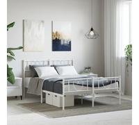 Acier enduit de poudre robuste design classique intemporel blanc 160 x 200 | Cadre de lit métal solide sans matelas 160x200 cm avec pied de lit blanc, sommier robuste pour chambre adulte, ferme