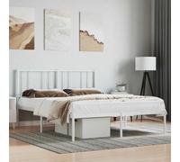 Acier époxy robuste design classique intemporel Blanc 160 x 200 cm 21.2 | Cadre de lit métal robuste 160x200 cm sans matelas avec tête de lit blanche, sommier à lattes inclus, structure renforcée