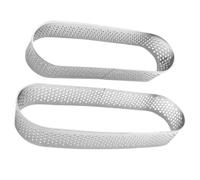Acier Inoxydable 304 Anneau à Tarte Ovale Perforé 2 Pièces | Réutilisable, Démoulage Facile et Bords Lisses, pour Pâtisserie Maison, Mousse et Préparation de Tarte