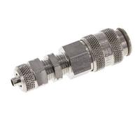 Acier inoxydable 316L DN 5 Air Coupling Socket 4x6 mm Union Nut Bulkhead Double Shut-Off