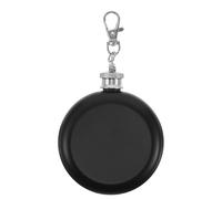 Acier Inoxydable avec Porte-clés Flasque Ronde Portable 3oz | Format Compact, Bouchon Étanche Sécurisé, Rinçage Rapide, pour Vin et Whisky, Noir