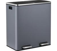 Acier inoxydable brossé, poubelle à pédale 10L, rectangulaire, gris foncé, couvercle soft-close