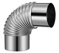 Acier Inoxydable Coude de Conduit 90 Degrés pour Poêle à Bois | Raccord Trois Pouces à Joint Verrouillé, Installation Rapide, Finition Argentée Résistante à Rouille, pour Chauffage