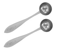 Acier Inoxydable Cuillère à Mesurer 2 Pièces 20ml Café Cuisine | Construction Monobloc, Finition Polie Classique, pour Café Moulu et Farine, Couleur Argenté