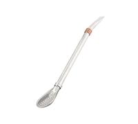Acier Inoxydable Cuillère à Paille, Or, Démontable | Brosse de Nettoyage Incluse, Embout Plat, Usage en Paille ou Cuillère, Design Creux