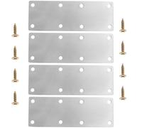 Acier Inoxydable Équerre D'angle Plate Droite 4 Pièces | Plaque de Jonction Argenté, Installation Facile, Résistance à Corrosion, Usage Mobilier et Assemblage