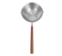 Acier Inoxydable Louche à Soupe Long Manche, avec Bec Verseur | Double Bec Verseur, Cuillère Inclinée, Service Facile, Design Moderne, Bois et Métal, Usage la Cuisine