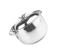 Acier Inoxydable Marmite à Soupe avec Couvercle 2,2 L | Fond Plat, Poignée Intégrée, Usage Maison et Hôtel, Chauffe Rapide, Argenté