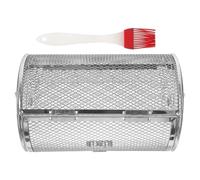 Acier Inoxydable Panier Rôtissoire Argenté, avec Brosse | Cage Rotative à Grille pour Four, Support de Cuisson, Usage la Cuisine, Structure Rigide, Finition Argentée Couleur Aléatoire