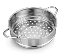 Acier Inoxydable Panier Vapeur à Double Poignées pour Cuisson | Finition Argentée, Bords Étanches et Trous Répartis, Usage Maison ou Restaurant, Lavage Rapide