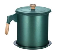 Acier Inoxydable Passoire à Graisse Cuisine 1,4 L | Filtration à Maille Fine, Poignée Confortable, Couvercle et Plateau, Usage la Cuisine, Stockage D’huile