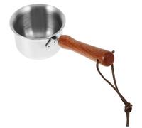Acier Inoxydable Pichet à Lait avec Poignée en Bois 150ml | Surface Lisse, Forme Compacte en Petite Tasse, Facile à Ranger, à Utiliser Transporter