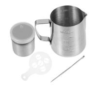 Acier Inoxydable Pichet à Mousser le Lait 350ml | Anse Ergonomique, Mesure Précise, Entretien Facile, Convient à L’eau la Poudre de Cannelle au Poste de Travail