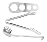 Acier Inoxydable Pince à Spaghetti, Ustensile Multifonction la Cuisine | Lot Outil Mesure Nouilles et Cuillère Ajourée, Usage Maison, Design Ergonomique, Couleur Argenté