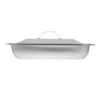 Acier Inoxydable Plat à Rôtir Rectangulaire Profond avec Poignée | Poisson et Dinde, Usage Barbecue Extérieur, Cuisson au Four, Rôtissage et Grillades, Argenté