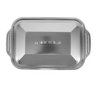 Acier Inoxydable Plat à Rôtir Rectangulaire Profond | Poignée et Couvercle, Structure Renforcée Épaisse, Adapté au Barbecue Four, Argenté