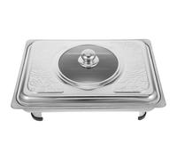 Acier Inoxydable Plateau de Service avec Couvercle Rectangulaire | Usage Restaurant et Fêtes, Capacité Modérée, Transport Facile, Style Simple Moderne, Argenté
