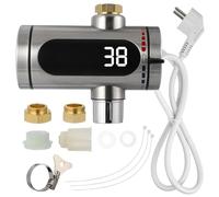 Acier Inoxydable Robinet D'eau Chaude Instantanée avec Affichage LED | Modèle 20jbg-3, Corps Argenté Rotatif Étanche, Élément Chauffant Intégré, Usage la Cuisine et Patio