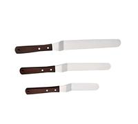 Acier Inoxydable Spatule à Gâteau à Manche Bois 3 Pièces | Crème, Démoulage et Fromage, Lot Pratique, Usage Quotidien, la Cuisine, Pâtisserie, Service et Pizza