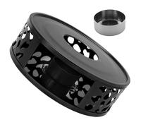 Acier Inoxydable Support à Théière Noir, Chauffe-théière Rond | Accessoire pour Cérémonie du Thé, Maintien au Chaud, Usage Hôtelier et Présent, Forme Ronde Élégante