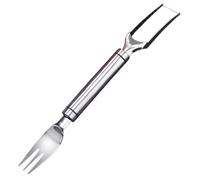 Acier Inoxydable Trancheuse à Pastèque Fourchette Intégrée | Coupe Rapidement les Fruits, Service Double Usage, Format Compact pour Cuisiniers Amateurs, Camping, Pique-niques et Hôtel