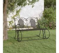Acier résistant intempéries extérieur familial 2 places 113 cm noir | Banc à bascule 2 places 113 cm noir acier, balancelle extérieur confortable pour famille, jardin et terrasse