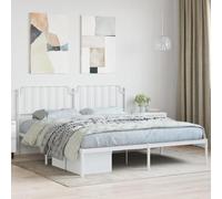Acier revêtu robuste élégant intemporel chambre classique 160x200 cm Blanc | Cadre de lit métal 160x200 cm avec tête de lit blanche, sommier renforcé sans matelas, structure stable pour chambre adulte