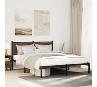 Acier robuste design classique chambre élégant Brun 140 x 200 cm | Cadre de lit en métal sans matelas chêne marron 140x200 cm sommier renforcé industriel moderne chambre adulte