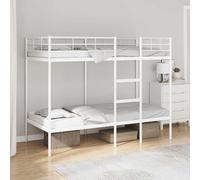 Acier robuste design compact deux lits superposés blanc 90x190 cm | Lit superposé blanc 90x190 cm acier sans matelas, cadre de lit mezzanine 2 couchages avec échelle et garde-corps, structure