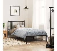 Acier robuste élégant intemporel chambre à coucher Noir 100 x 190 cm | Cadre de lit métal 100x190cm avec tête de lit noir sans matelas, sommier robuste pour chambre adulte, literie vintage