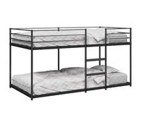 Acier robuste gain de place deux lits superposés noir 90x200 cm | Lit superposé sans matelas noir 90x200 cm acier mezzanine 2 couchages avec échelle et garde-corps pour invités enfants