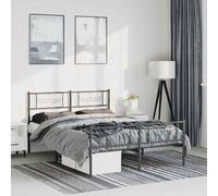 Acier Robuste Lattes métal Chambre Moderne Classique Noir 135x190 cm | Cadre de lit métal 135x190cm sans matelas sommier renforcé pied noir robuste chambre adulte industriel