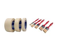 ACIT Kit 3 ruban masquage peinture 19mm + 30mm + 50 mm, Utilisation universelle, ruban peinture e masquage & SAVY Lot de 5 pinceaux plats tous types de peintures