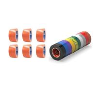 ACIT Ruban Toilé Américain, Orange, lot de 6 rouleaux, 50mm x 25m & ERKO 10 unités de ruban d'isolation électrique multicolore 15 mm x 10 m, pour isoler les conduits, les câbles