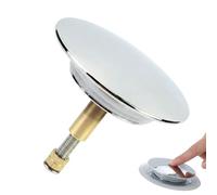 ACKKOR Bouchon de Baignoire Pop-up en Métal Chromé 72 mm, Rechange Universelle avec Double Joint d'étanchéité, Bouchon pour Système de Vidage de Baignoire