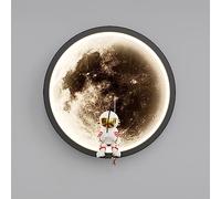 ACLBLK Lune Applique Murale Pour Chambre Moderne Astronaute Appliques Murales Intérieur Rond 3000K Blanc Chaud LED Mur Lampe Chambre D'enfant Nordique Noir Luminaire Pour Garçon Filles Chevet Enfant R