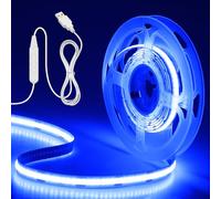 Aclorol Bande LED COB USB 2M 5V Bande Lumineuse LED à Intensité Variable Bleu Glacier Rétroéclairage TV LED 640LEDs Largeur 8mm COB Ruban Flexible Lumineux pour Chambre Salon Plafond TV Fête