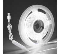 Aclorol Bande lumineuse LED COB USB 1,5 m 5 V à intensité variable Blanc | Bande lumineuse flexible sous l'armoire, éclairage uniforme haute densité, design découpable pour placard, miroir, escaliers