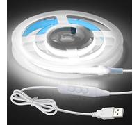 Aclorol Bande lumineuse LED COB USB à intensité variable 0,5 m Blanc froid | Bande lumineuse LED flexible découpable, lueur vive uniforme, bande lumineuse courte de 50 cm pour armoire, escaliers