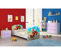 ACMA I Lit d'adolescent Lit d'enfant Lit junior Set complet avec matelas Sommier à lattes Blanc 03 Racing Car 160x80